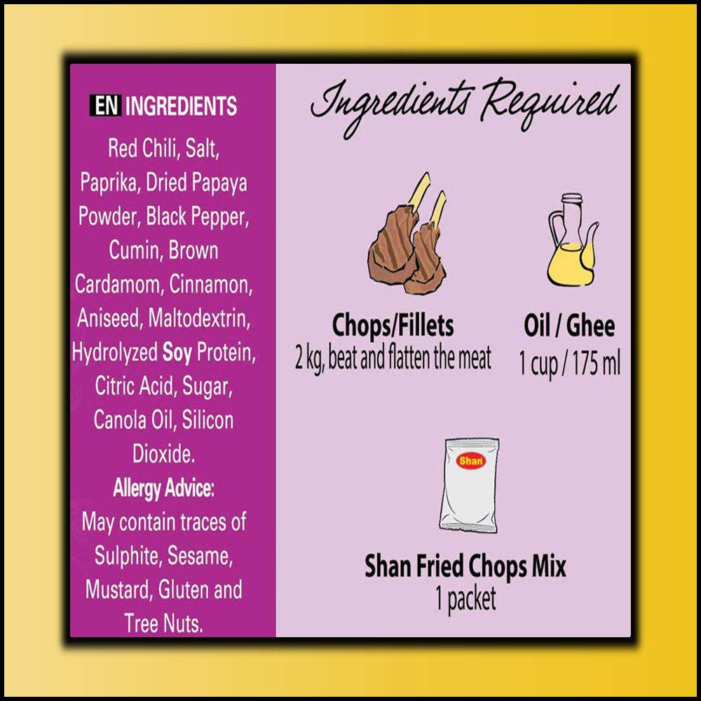 Shan - Fried Chops/Steak Seasoning Mix (50g) - Spice Packets for Spicy Fried Meat (Pack of 4)