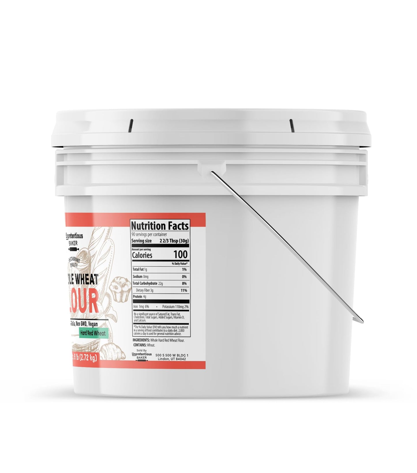 Unpretentious Whole Wheat Flour, Hard Red Wheat, Baking & Cookies, Breads & More (6 Pound)