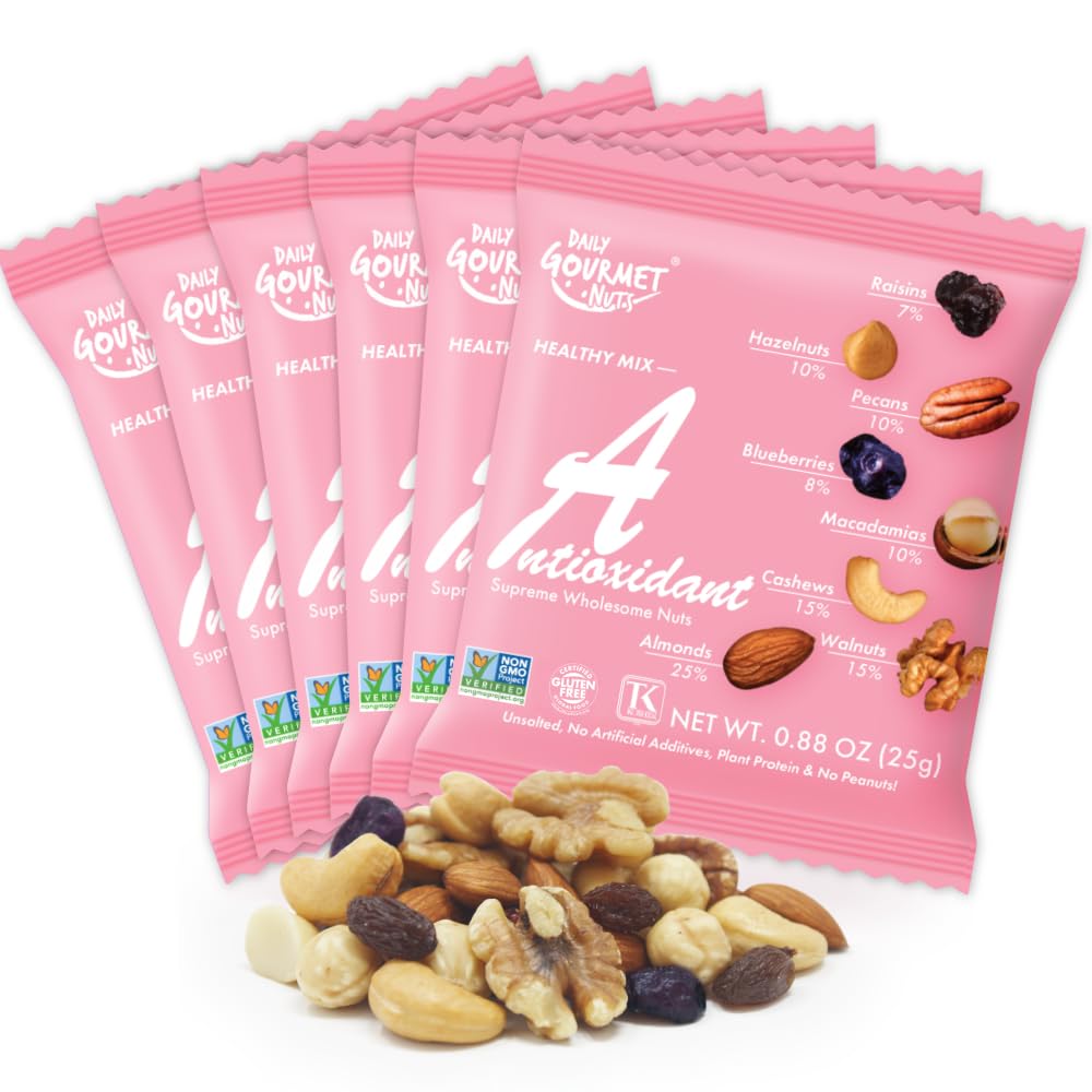 Daily Gourmet Nuts - Unsalted Mixed Nuts Snack Packs/Individually Wrapped Snacks/Nut Snacks/No Peanuts/Healthy Trail Mix Individual Packs/Deluxe