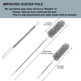 HEOATH Microfiber Feather Duster with Extendable Pole, 30-100 inches Extra Long Cobweb Duster for Cleaning, Bendable Head, Non-Scratch, Washable