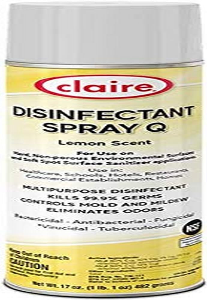 Claire Disinfectant Spray Q, Colorless, Lemon Scent, 17 Fl Oz