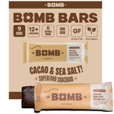 The Bomb Co. Blender Bomb Bar, Cacao Sea Salt, Superfood Snack Bar, Antioxidant Supplement, Almond Butter, Hemp Seeds, Chia Seeds, Flax Seeds, Vegan