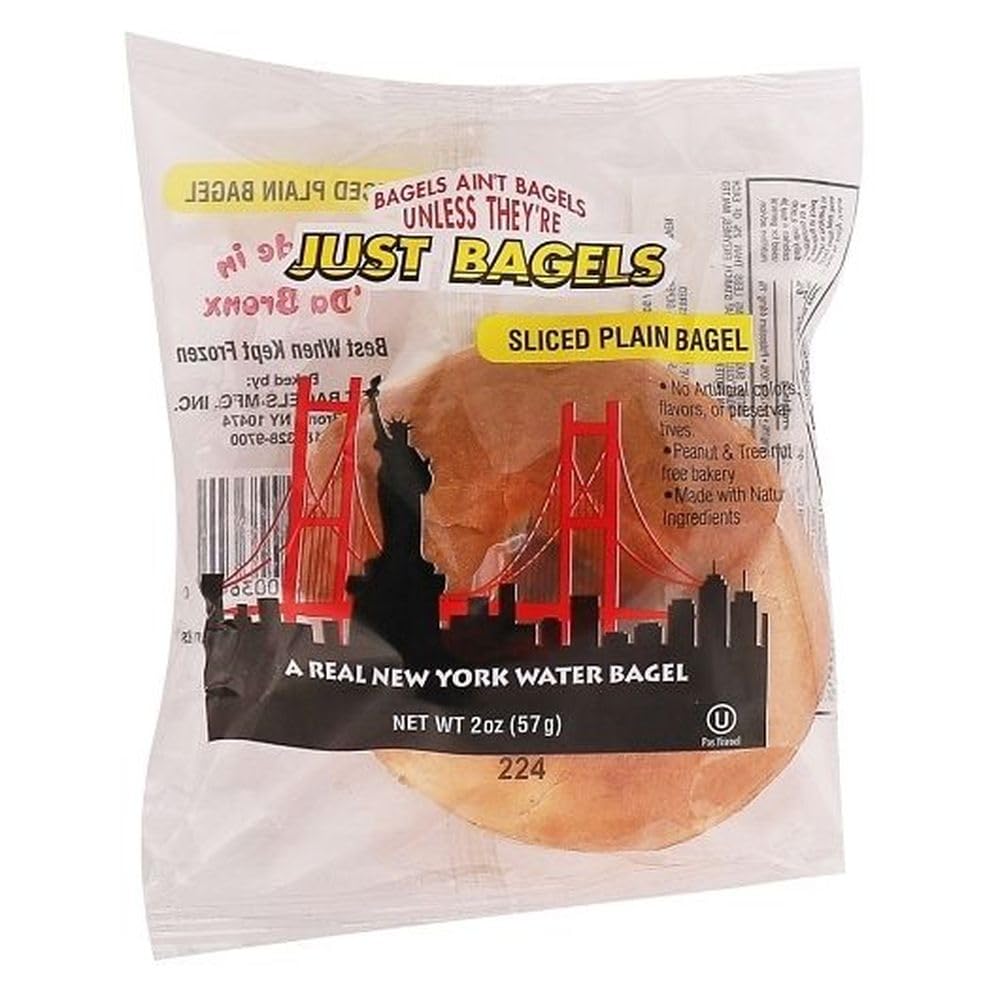 Just Bagels Individually Wrapped Mini Plain Bagel, 2 Ounce - 60 per case.