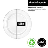 Lillian Tablesettings Premium Quality Heavyweight Plastic Plates China Like. Wedding and Party Dinnerware Plastic Plates 6.25 inc Clear-Value Pack 40