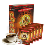 Hula Girl 100% Kona Drip Coffee Single Serve Pour Over, Box of 5 Sachets, Net Wt: 1.41oz (40g)