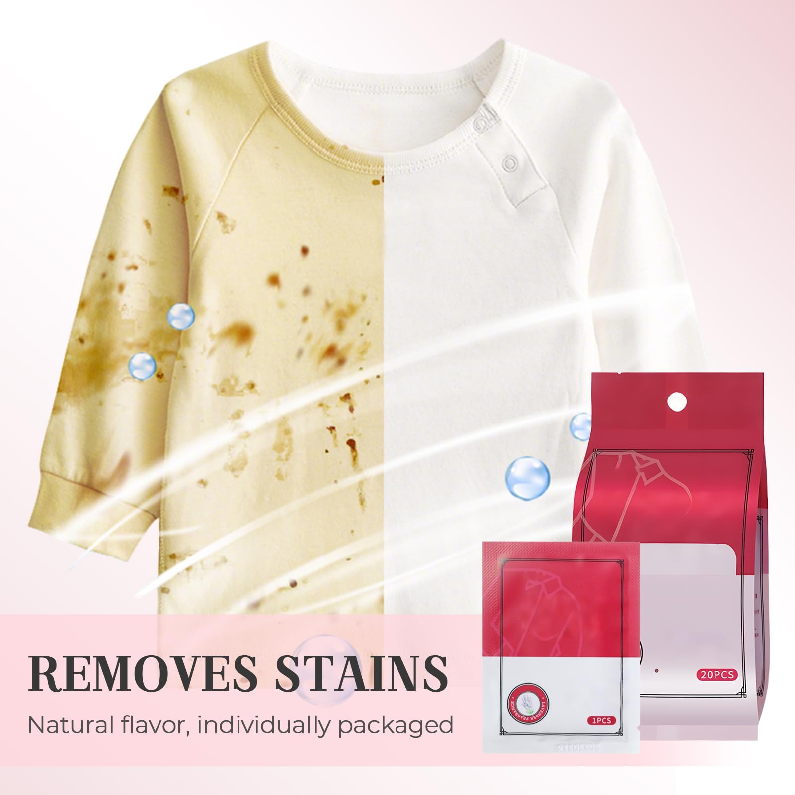 Stain Remover Wet Wipes, 2025 New Portable Clothing Stain Remover Wipes Individually Wrapped Cleaning Wipes for Clothes, Shoes And Bed Sheets Laundry