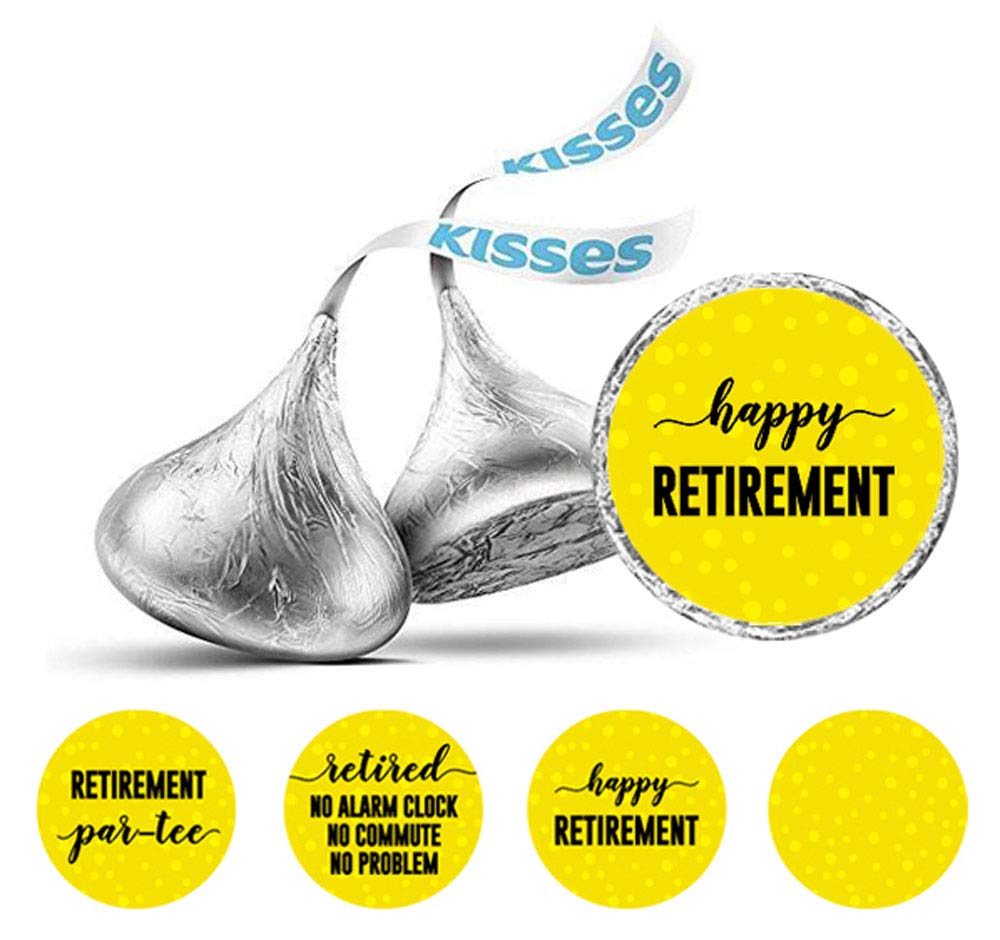 Darling Souvenir 190 Pcs New Beginnings Yellow Chocolate Drop Stickers - Mini Candy Wrappers for Retirement Party, Office Send-Off, and Career