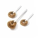 MI BRUSHAX 3-Piece Kitchen Brush Set - Plastic Handle Bottle Cleaners for Cups, Jars & Mugs (Wide Mouth) - Brown Bristle Scrubbers for Dish Washing