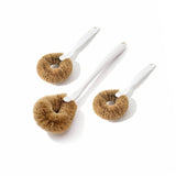 MI BRUSHAX 3-Piece Kitchen Brush Set - Plastic Handle Bottle Cleaners for Cups, Jars & Mugs (Wide Mouth) - Brown Bristle Scrubbers for Dish Washing