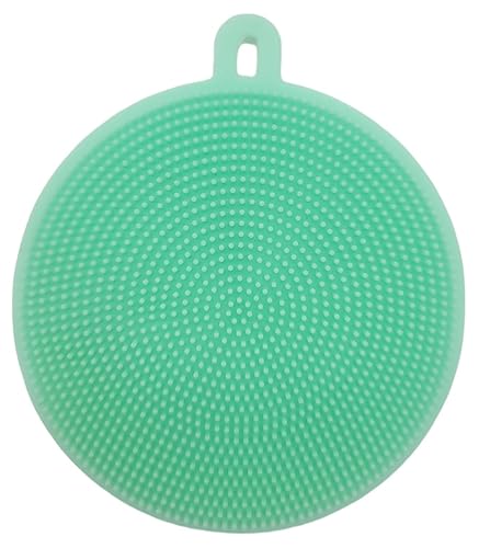 Handy Housewares 4" Round Silicone Dish Scrubbing Sponge/Vegetable Scrubber Brush (Pastel Green, 1 Pack)
