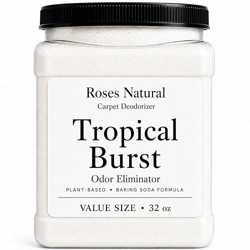 Roses Natural Carpet Deodorizer Powder - 32 oz Value Size | Plant-Based Baking Soda Formula | Odor Eliminator for Carpets, Rugs, Upholstery & Pet Beds