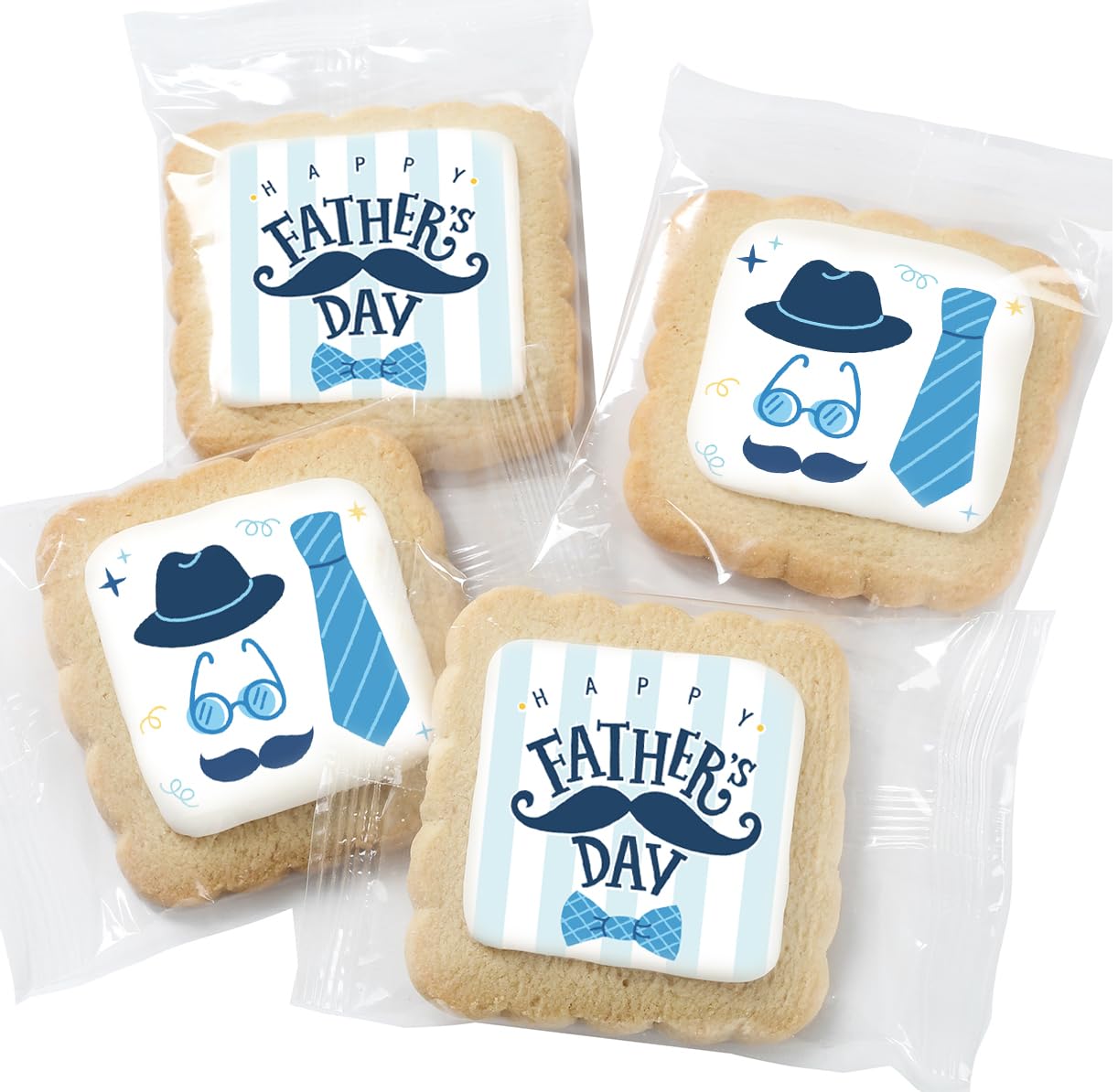 Fathers Day Cookies 12 Pack Party Favors Decorated | INDIVIDUALLY WRAPPED Sugar Cookies | Gift Basket Peanut & Nut Free Bulk