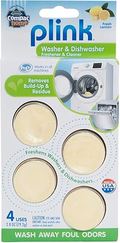 Compac Home Plink Appliance Freshener, Dishwasher, Washing Machine Cleaner, Water Activated, Fresh Lemon Scent, 4 Count