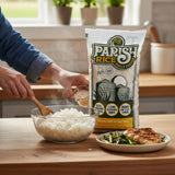 Parish White Rice - High-Protein Rice with Low Glycemic Index - Locally Grown Long-Grain White Rice - Made in the USA - Rich Nutrient Content - Ideal for Curry, Desserts, Stir-Fry - 2lb Bag