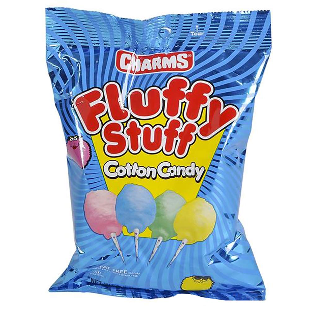 Fruidles Cotton Candy Blue, Pink, Green, and Yellow Party Flavors Supplies Birthday Treats for Kids, Kosher, 2.1oz Bag (6-Pack)