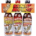 Kick Yo' As Hot Sauce Bottles Gift Set - Ghost Pepper, Scorpion and Carolina Reaper Hot Sauces - Try if you dare! - Perfect Stocking Stuffers or