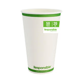 Responsible Products Certified Compostable 20 oz Paper Cups, Cold ? Hot Coffee Cups, Disposable Paper Cups, Extra Strength Disposable Cups, Made