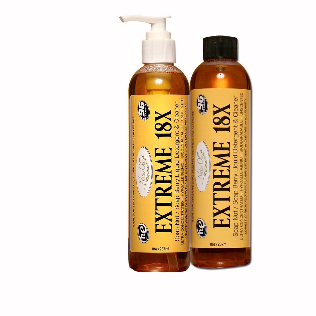 NaturOli EXTREME - (2 Pack) 18X Soap Berry Liquid Laundry Soap - All Natural Detergent And Cleaner - Highly-Concentrated, Sulfate-Free, Allergy-free
