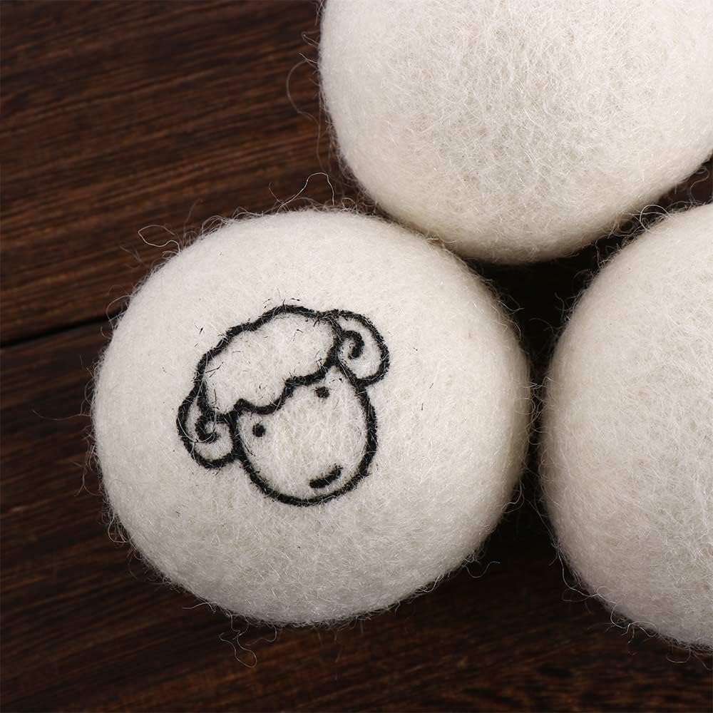 2Pcs Wool Dryer Balls, Natural Fabric Softener Alternative, Reusable Laundry Balls for Static and Wrinkle Reduction