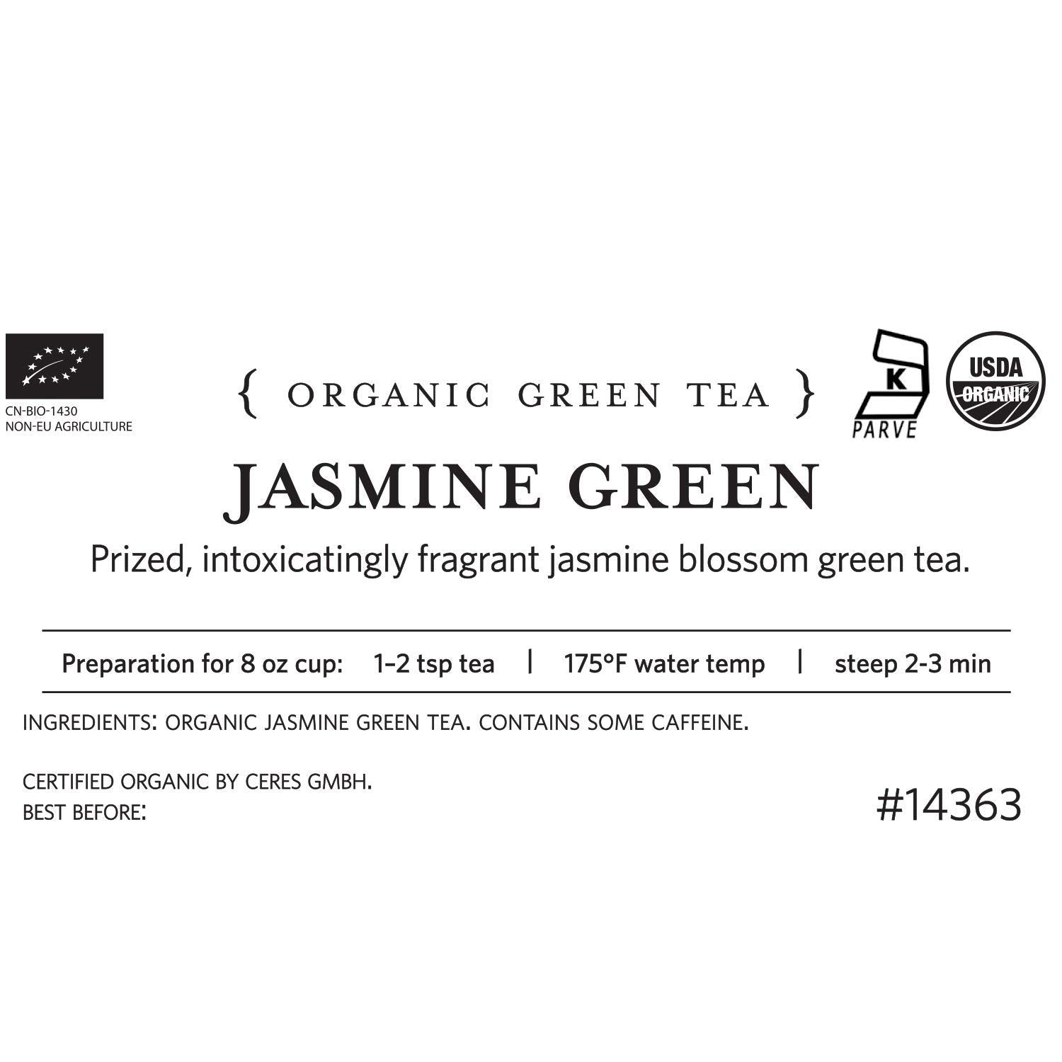 Tea Forte Premium Loose Leaf Tea Blend, Resealable 1 Pound Bag, Makes 160-175 Cups, Jasmine Green Tea