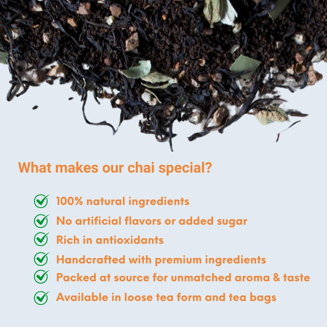 Chaification Masala Chai Mix - Premium Black Loose Tea Leaf with Spices, 100% Natural, Makes 25 cups, 100gm or 3.53oz