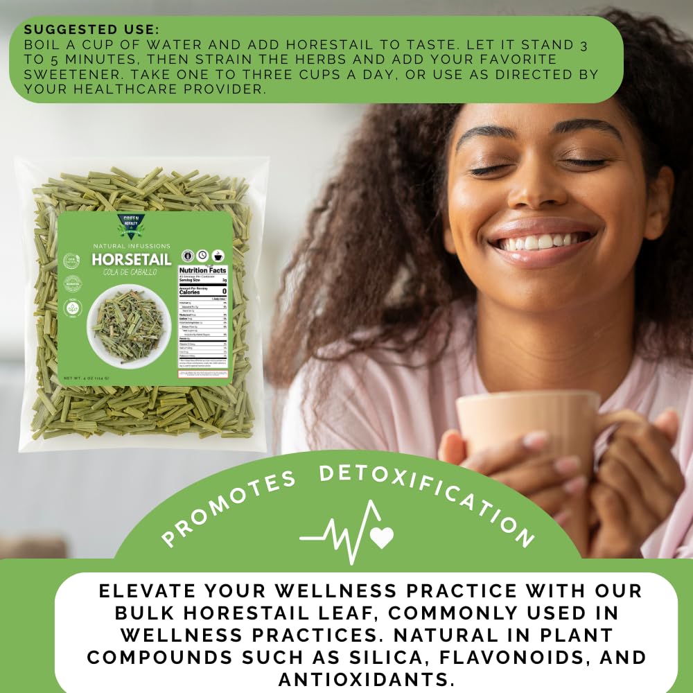 Cola de Caballo Herbal Tea - 4 oz (113 g) - 100% Natural Horsetail Loose Leaf Tea (Shave Grass) - Traditional Mexican Remedy - Caffeine-Free, Vegan