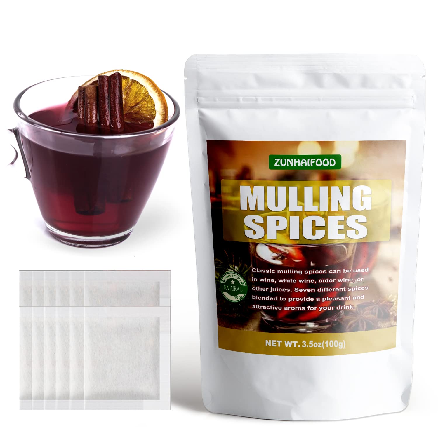 Mulling Spices in Tea Bags, 50 Count - Apple Cider, Wine, Tea, Mulled Wine
