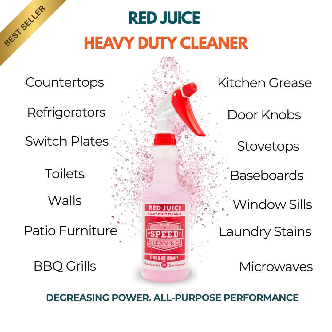 Speed Cleaning Red Juice All-Purpose Cleaner, Degreaser, Non-Toxic, Biodegradable, Commercial Strength, 32 oz Concentrate Refill