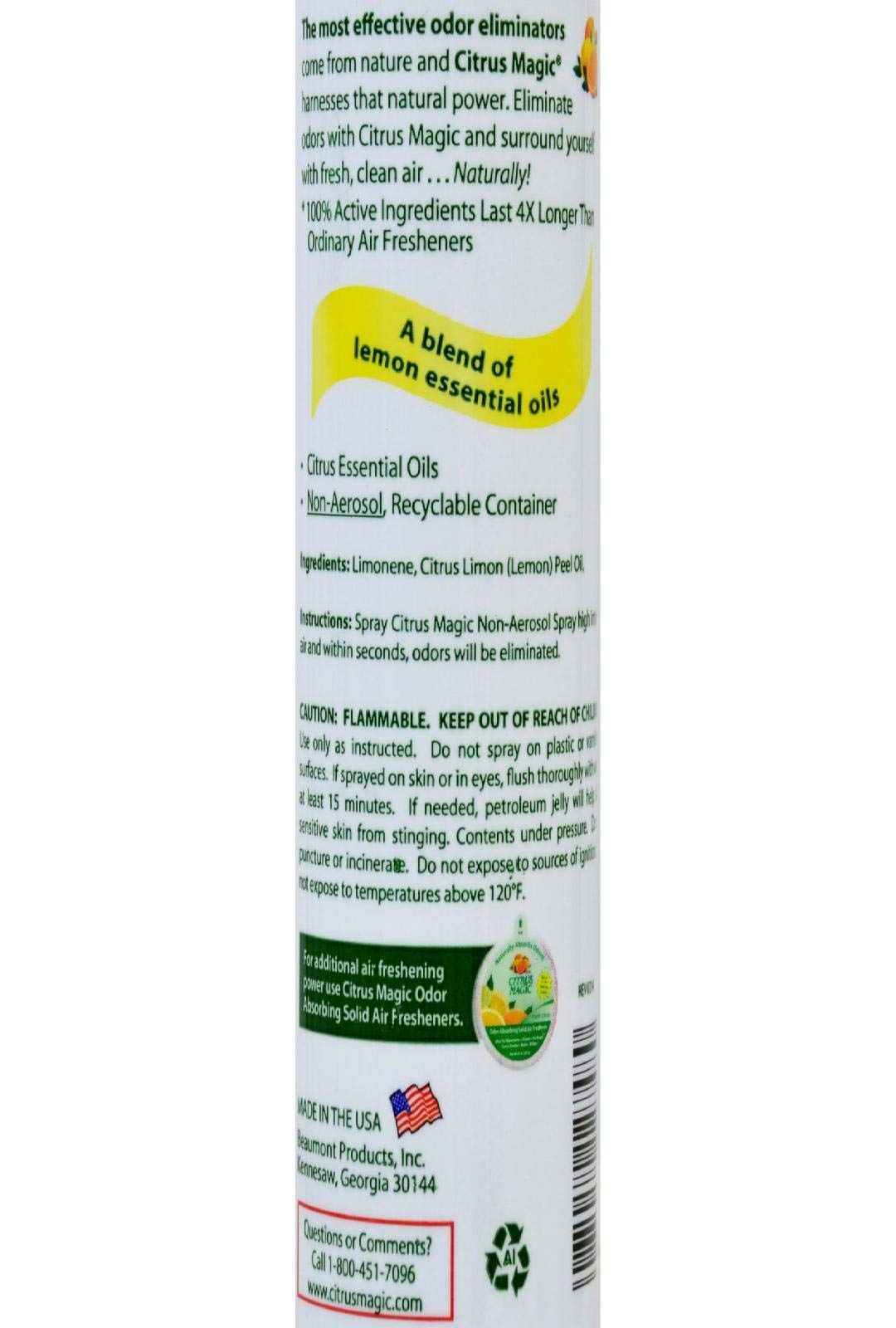 Citrus Magic Natural Odor Eliminating Air Freshener Spray, Tropical Lemon, 3-Ounce