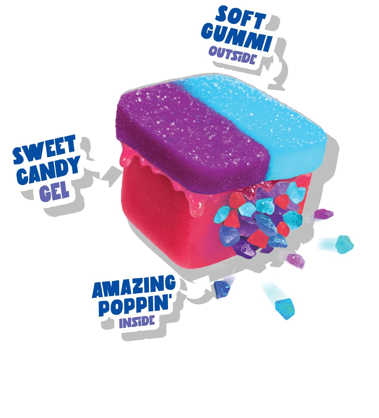 Gummi Popz Popping Gummy Candy, Sweet Mixed Berry - Individually Wrapped, 12 Pack (1.8 oz Each) - Party Candy & Party Favors for Birthdays, Holidays