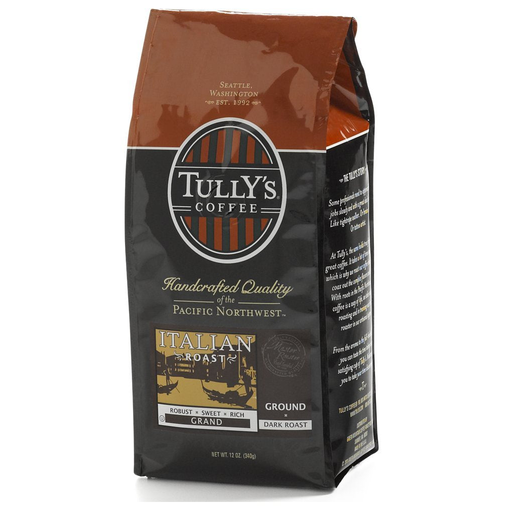 Tully's Coffee Italian Roast, Ground, 12-Ounce Bags (Pack of 2)