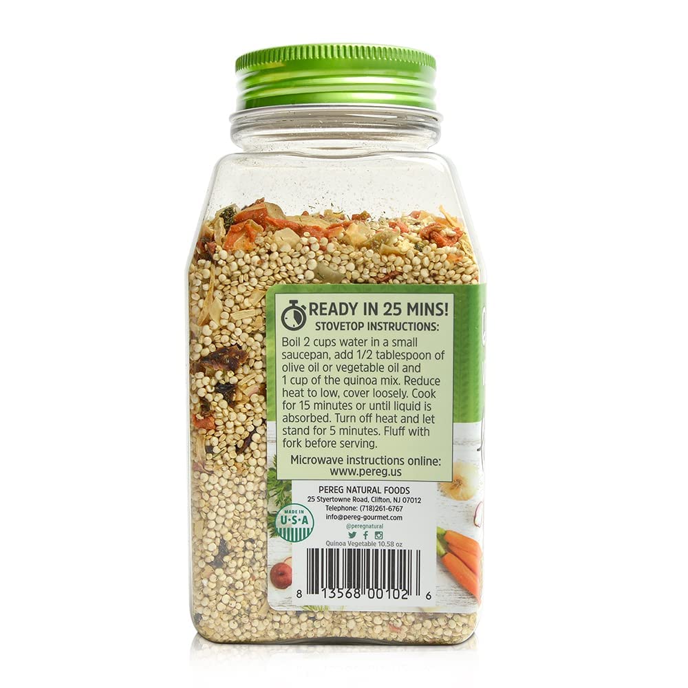Pereg Quinoa with Dehydrated Vegetables & Herbs, (10.58 Oz x 6 Pack) Quinoa Grains - Gluten-Free, Non-GMO & Vegan Rice & Pasta Alternative Complete Protein Source & Superfood Pre-Washed & Seasoned