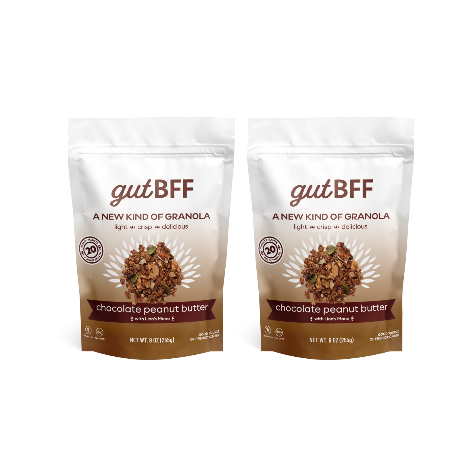 gutBFF Low Sugar Granola - Gluten Free Healthy Granola with Lion’s Mane Mushroom & Baobab Superfruit for Gut Health - 5g Sugar Breakfast Granola
