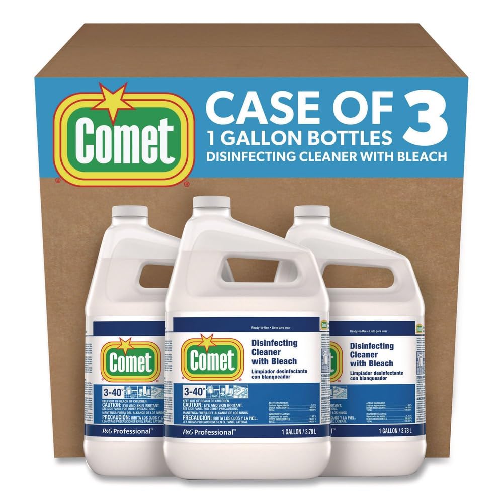 Comet Professional 24651CT Disinfecting Cleaner with Bleach Refill and Spray Bottle, 1 Gallon Volume, Pack of 3