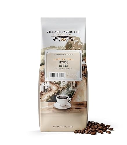 Village Favorites Low Acid Coffee - Mold-Free House Blend, 100% Arabica, Slow Roasted Medium Roast, Smooth & Stomach Friendly, Ground, 3rd-Party