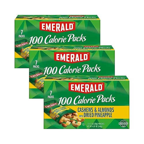 Emerald Nuts Cashews and Almonds with Dried Pineapple, 100 Calorie Packs, 7 Count, 4.97 Oz (Pack of 3)