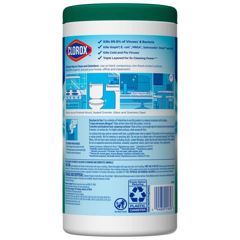 Disinfecting Wipes, Fresh Scent, 7 x 8, White, 75/Canister, 6 Canisters/Carton