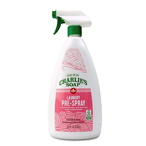 Charlie's Soap Laundry Pre-Spray Stain Remover (32 fl oz), Natural Laundry Pretreat and Stain Remover (Pack of 1)
