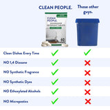 The Clean People Dishwasher Tablets - Cuts Grease & Rinses Sparkling Clean - Residue-Free - Phosphate Free Dishwashing Tablets (60 Count, Lemon