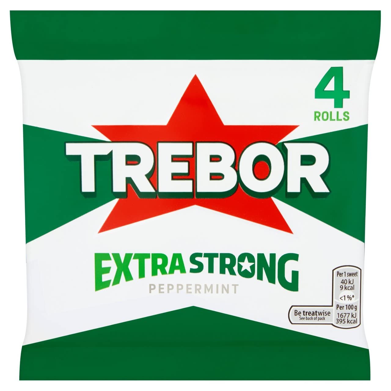 Trebor Extra Strong Peppermint 4 Rolls 41g (Pack of 2)