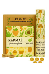 KARMAÉ Reusable Beeswax Food Wraps - 3 Pack & Roll (16.9"-39") | Sustainable Eco-Friendly Wraps for Food Storage | Natural Beeswax Wraps with Seed