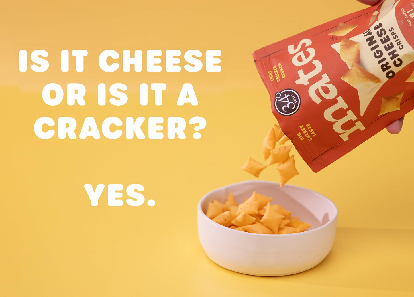 34 Degrees Mates Original Gouda Cheese Crisps - Light & Crispy Cheese Crisps | Gluten-Free, Low Calorie, Healthy Snack for Adults & Kids - 4 Pack