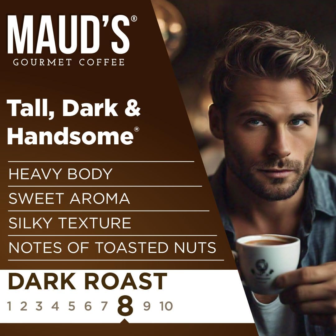 Maud's Dark Roast Coffee Pods, 50ct, Single Serve Pods - 100% Arabica Coffee, Compatible with Keurig K Cups Maker