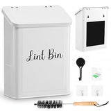 TIRIA Magnetic Lint Bin for Laundry Room, Metal Dryer Lint Trash Can Box with Lid, Wall Mounted Lint Collector Includes Nylon Brush, Exclusive Black