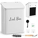 TIRIA Magnetic Lint Bin for Laundry Room, Metal Dryer Lint Trash Can Box with Lid, Wall Mounted Lint Collector Includes Nylon Brush, Exclusive Black