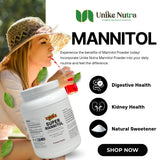 Unike Nutra Mannitol Powder - Mannitol Sweetener, Sugar Substitute, Mannitol Supplement, Natural & Gluten Free, 4g per Servings, Premium Mannitol