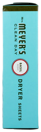 MRS. MEYER'S CLEAN DAY Dryer Sheets, Fabric Softener, Reduces Static, Infused with Essential Oils, Basil, 80 Count
