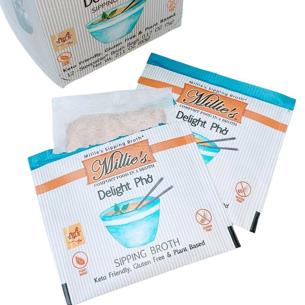 Millie's Sipping Broth - Vegetable Broth -Natural-Gluten Free-Keto Friendly Delight Pho 12 Count Box (2 Pack)