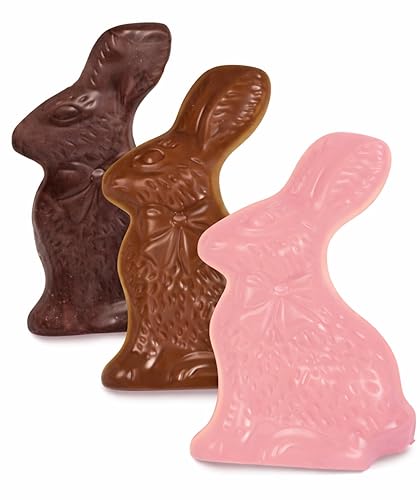 Easter Solid Milk Chocolate Bunny, Peanut butter & Strawberry 'n Creme Easter Rabbit Each box 1.5 oz | Bundle Great for Easter Basket stuffers, Easter