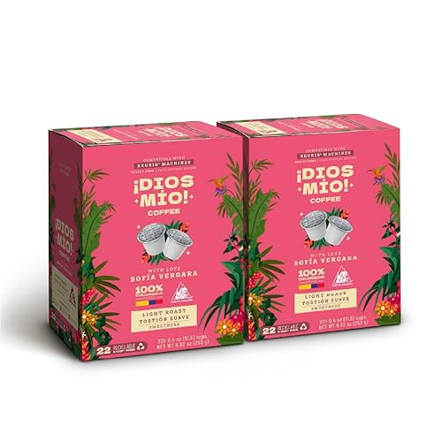 Dios Mio Coffee by Sofia Vergara, Light Roast, K-Cup Pods, 44 Count, (2 Boxes of 22 K-Cup Pods)